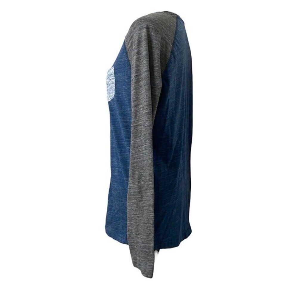 George Men's Shirt Blue and Grey Long Sleeve Crewneck Pocket Size Medium - Picture 2 of 5